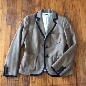 J Crew Camel & Black Contrast Trim Riding Blazer 8