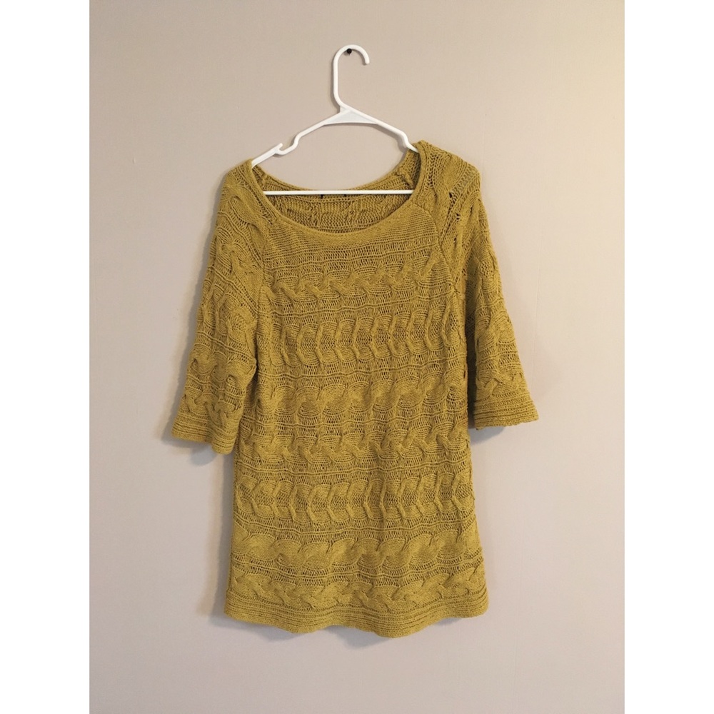 Cotton knit mustard tunic 1/2 sleeve