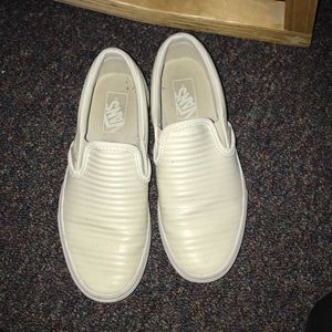 Cream leather slip on vans
