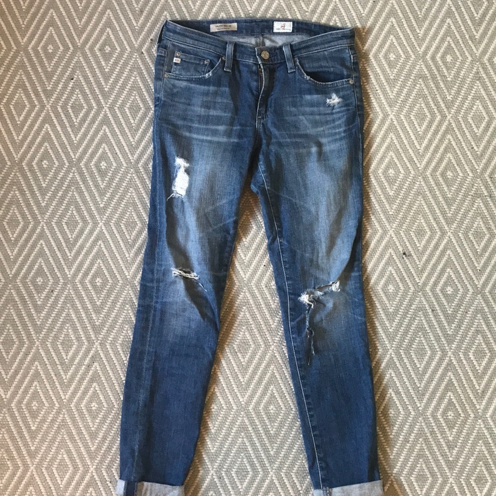 AG distressed cigarette jeans
