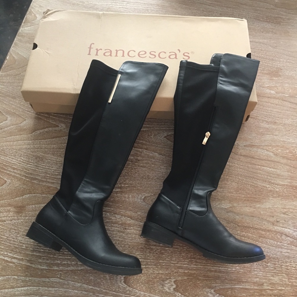 Black leather boots