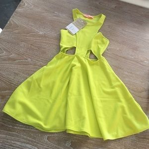 Neon cut out flare dress