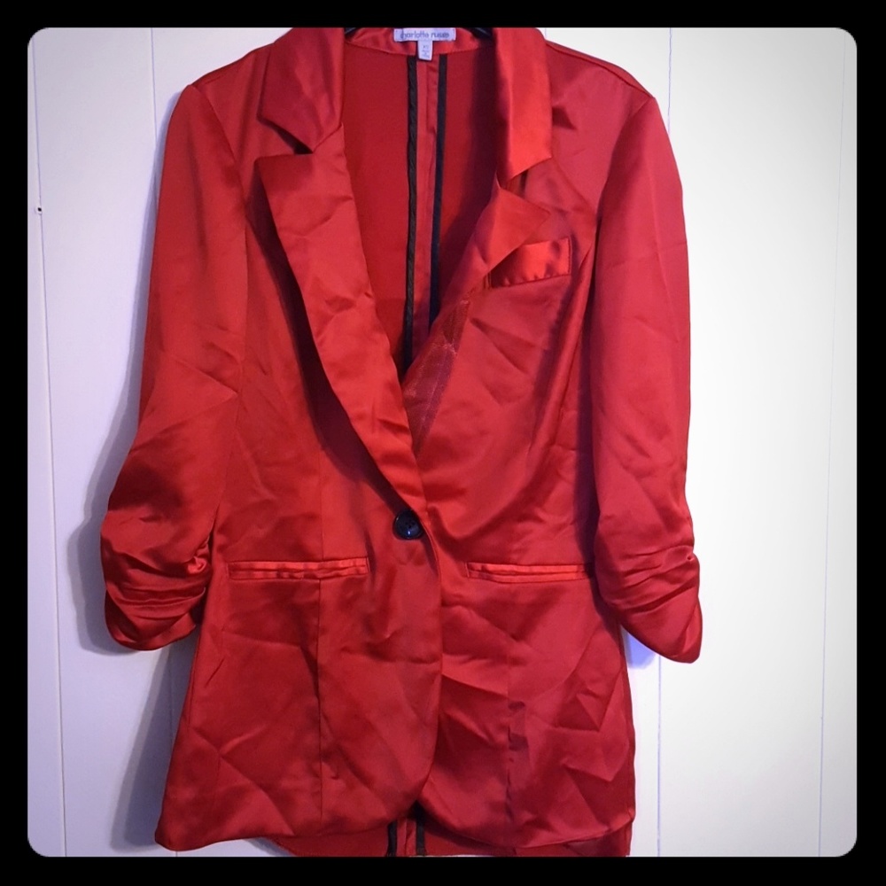 Red holiday dressy blazer jacket coat xs