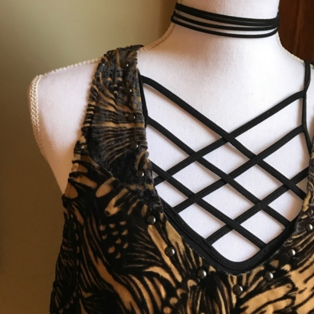 Free People "Ellie" Velvet Burnout Slip Dress - Picture 2 of 4