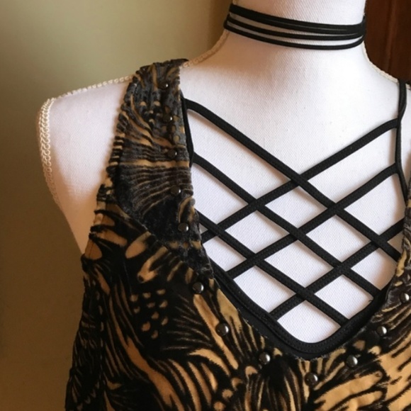 Free People "Ellie" Velvet Burnout Slip Dress - Picture 2 of 4