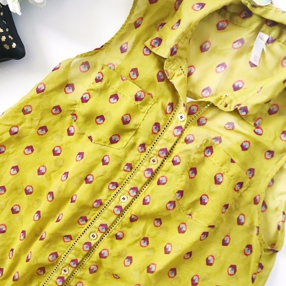 Xhilaration Sheer Sleeveless Button Down Blouse - Picture 2 of 4