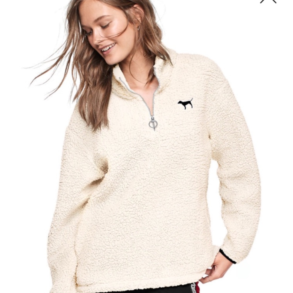 PINK Sherpa boyfriend sweater