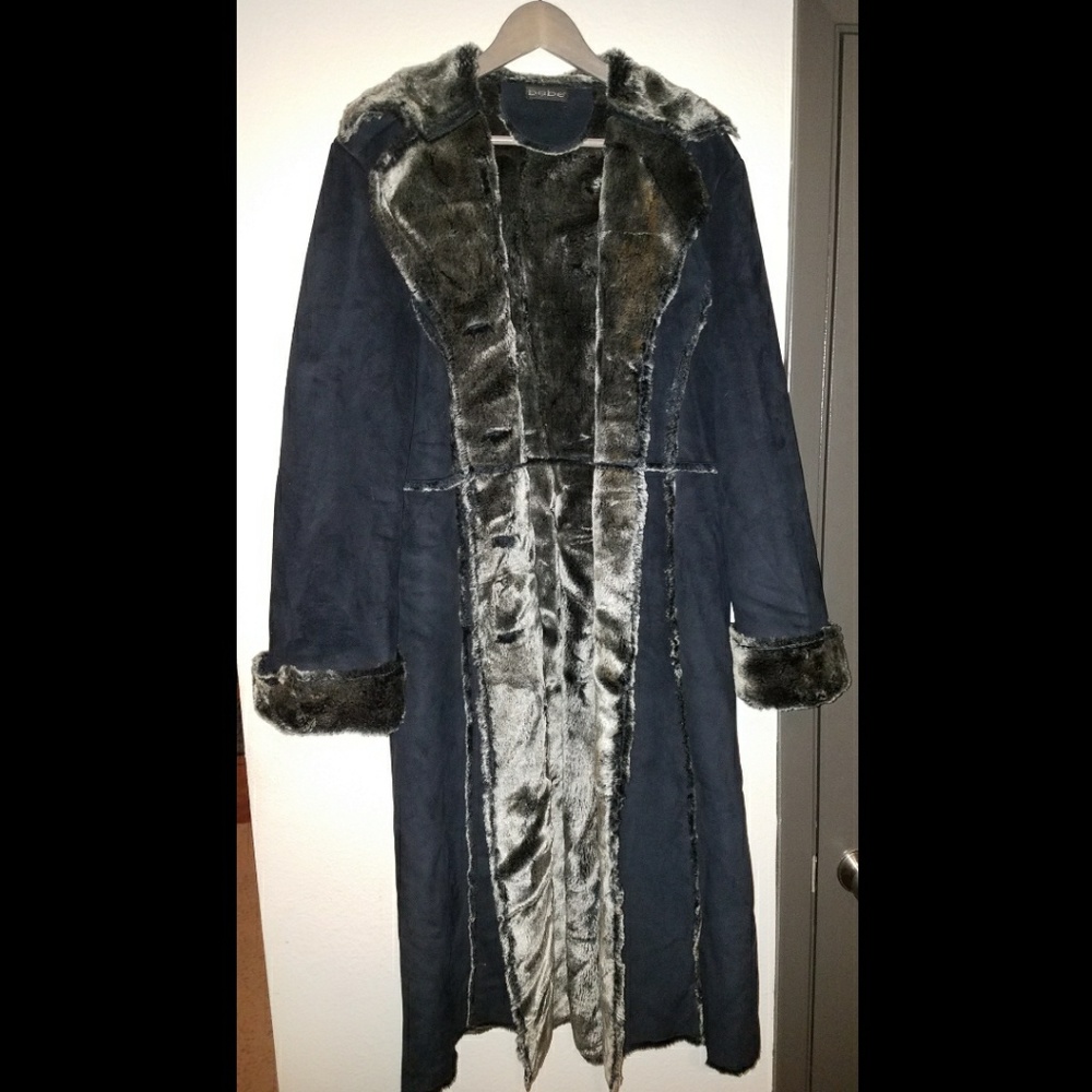 💥SOLD💥 Bebe Fur Lined Suede Long Coat