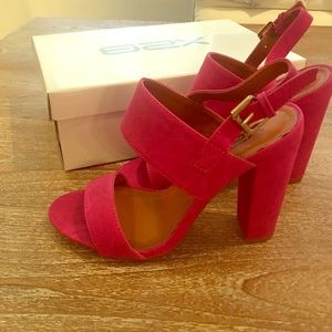 Pink chunky heel