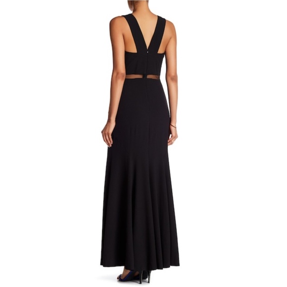 NWT! MARINA Black Illusion Cut Out Gown - Picture 3 of 4