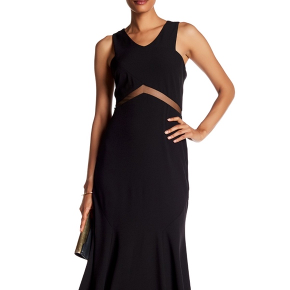 NWT! MARINA Black Illusion Cut Out Gown - Picture 2 of 4