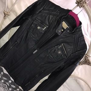 Michael Kors grey leather jacket