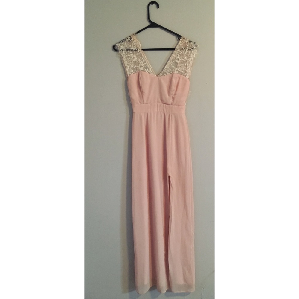 ASOS bridesmaid evening gown, blush pink dress