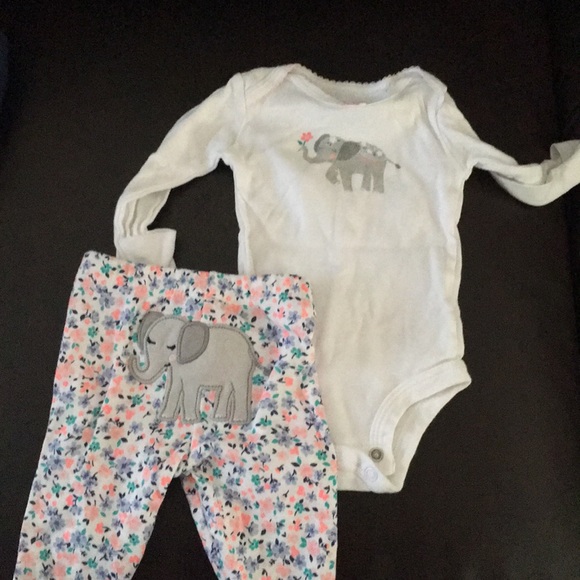 2 piece baby girl elephant floral set - Picture 1 of 1