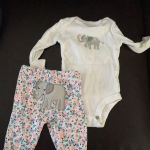2 piece baby girl elephant floral set