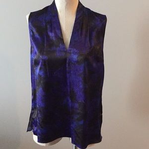 Tahari blouse - black and blue, size small