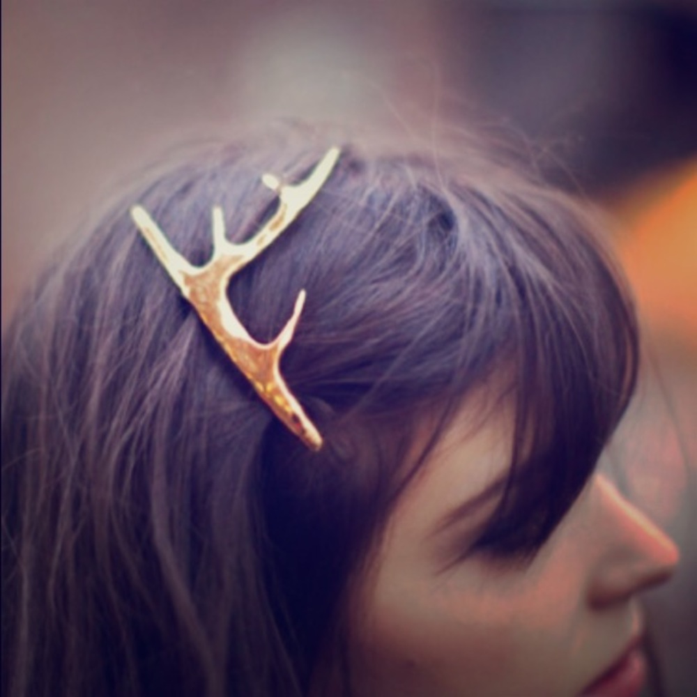 Cute Gold Reindeer Hair Clip