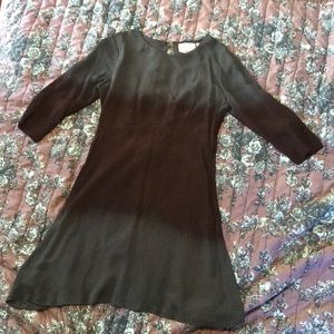 Green black textured silky 40’s long sleeve dress