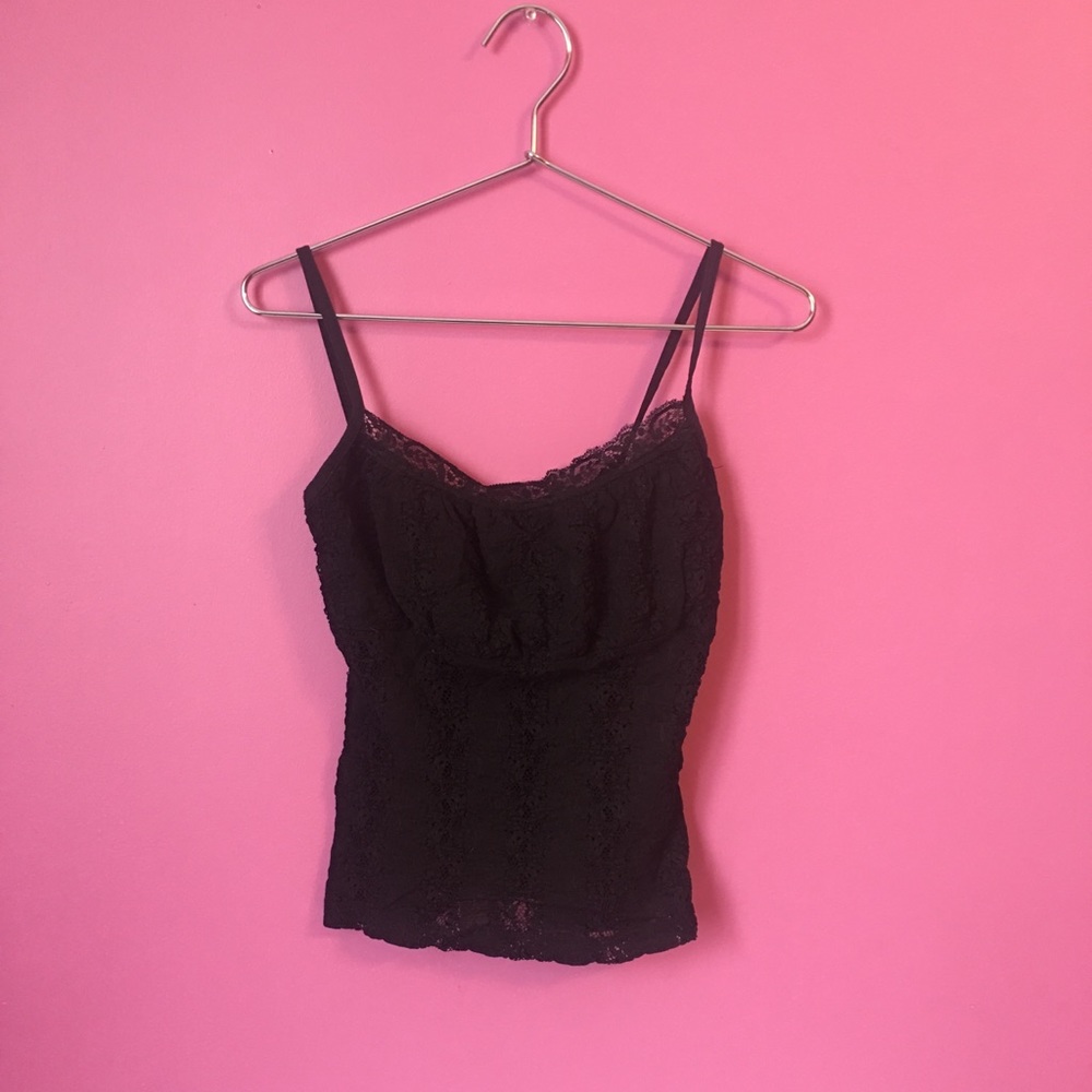 black lacy tank top
