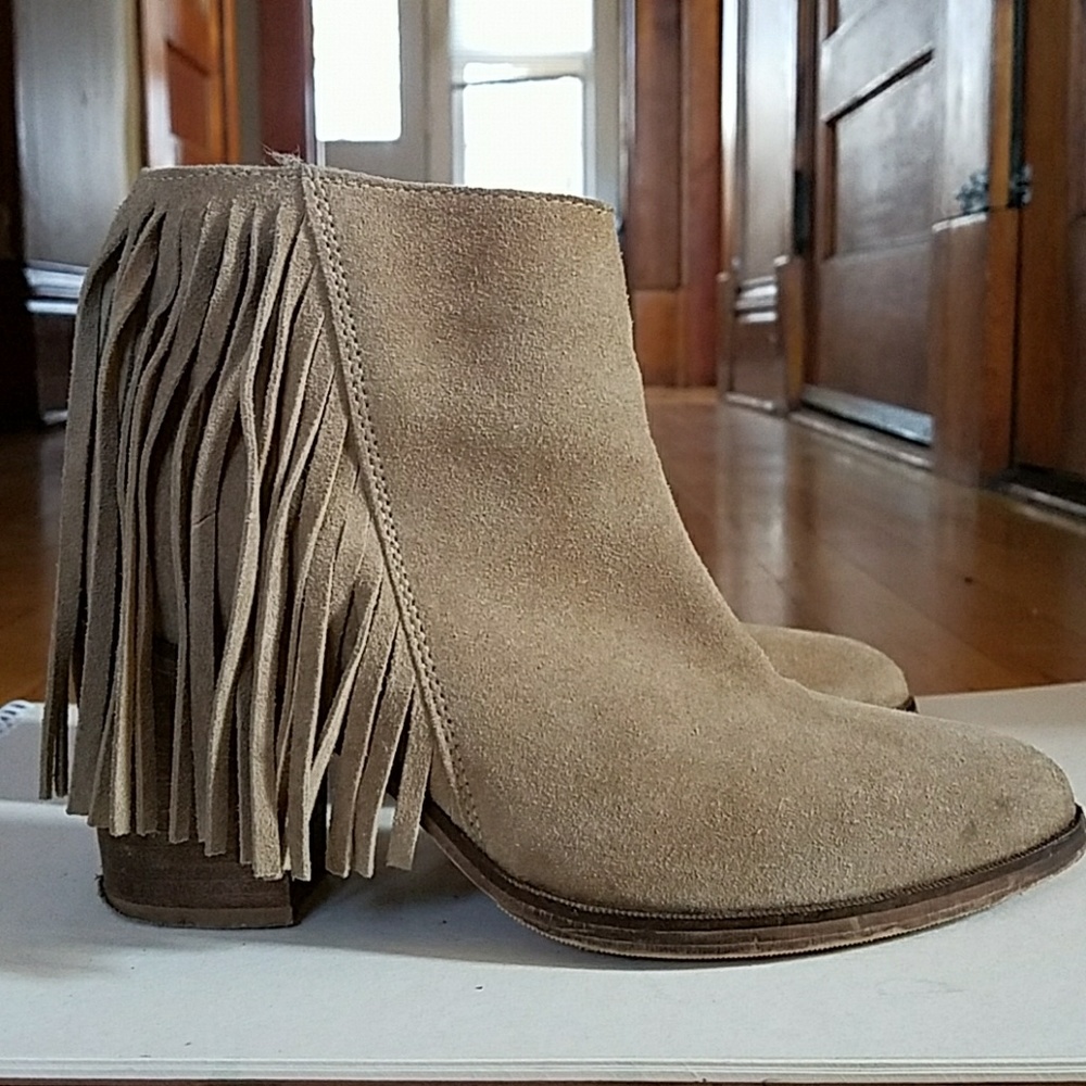 Suede Fringe Ankle Boots