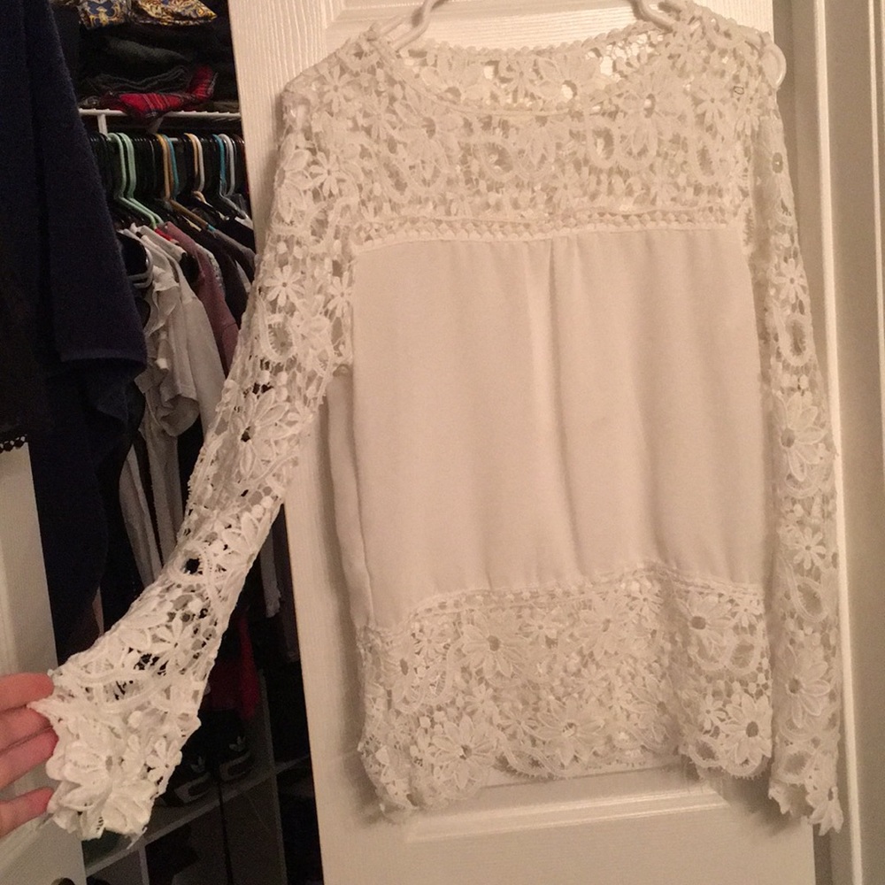 DONATING 8/25 make an offer // White lace blouse