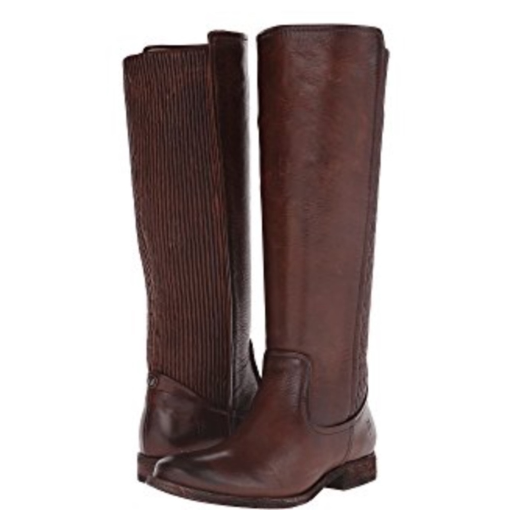 FRYE tall brown boots with elastic back SIZE 8