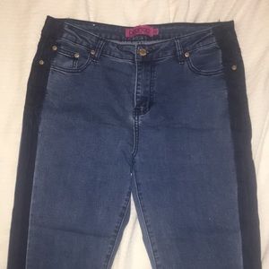 Jeans with darker stripe down side