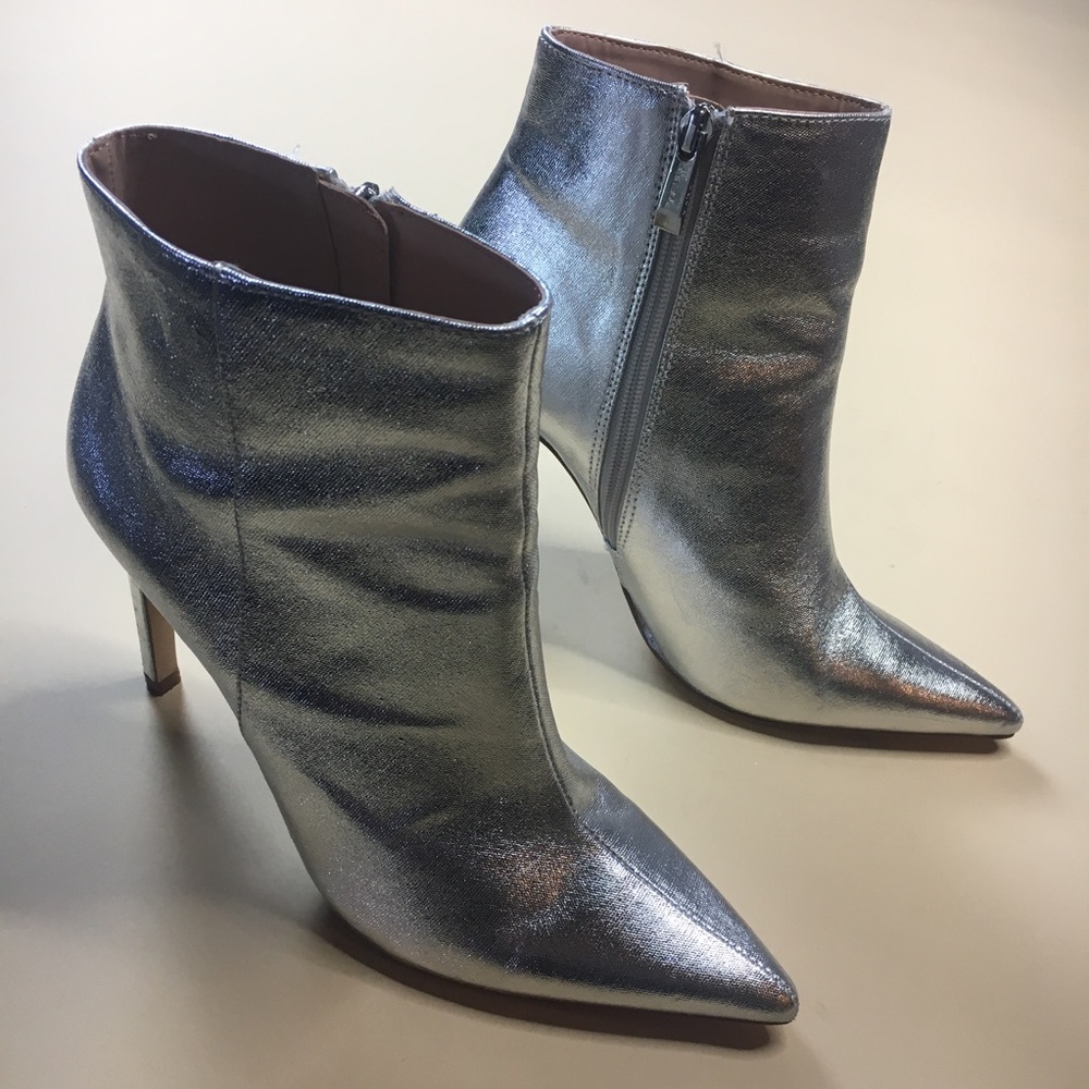 NEW ZARA Silver Heeled Booties