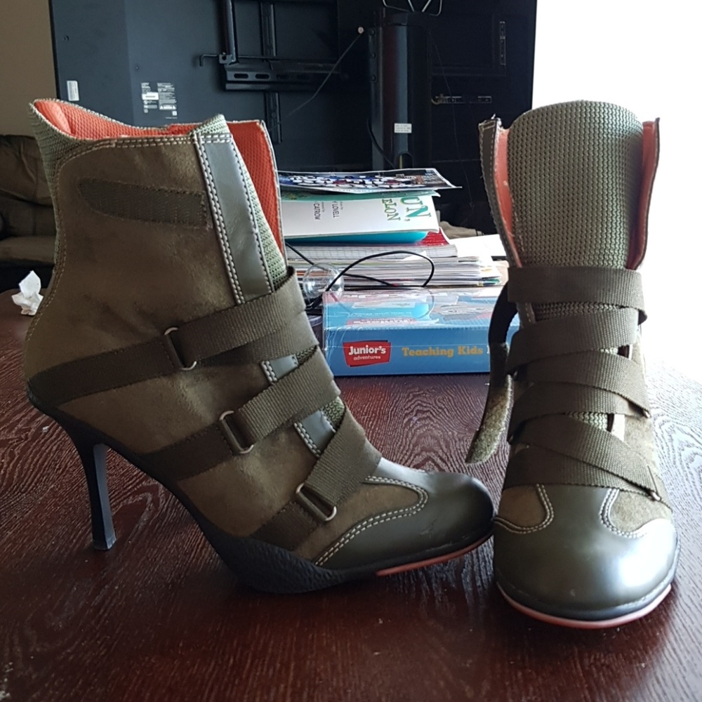 Military Green Ankle High Boots