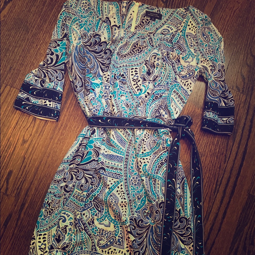 Tahari Belted Paisley Dress