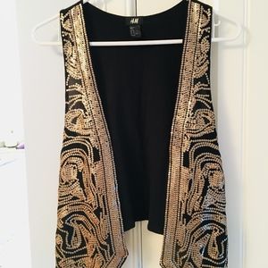 Black & Gold Sequined Vest by H&M. Size M