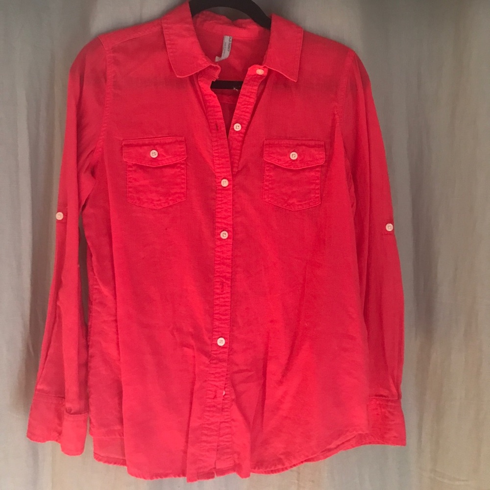 Bright pink linen Buttondown