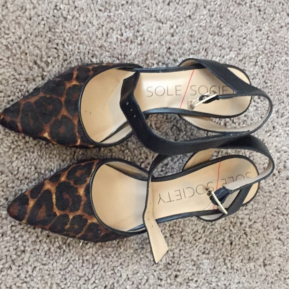 Sole society leopard cheetah print ankle heel