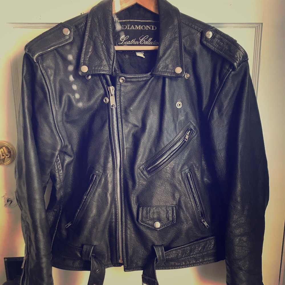 Diamond Leather Motorcycle Jacket - sz 42