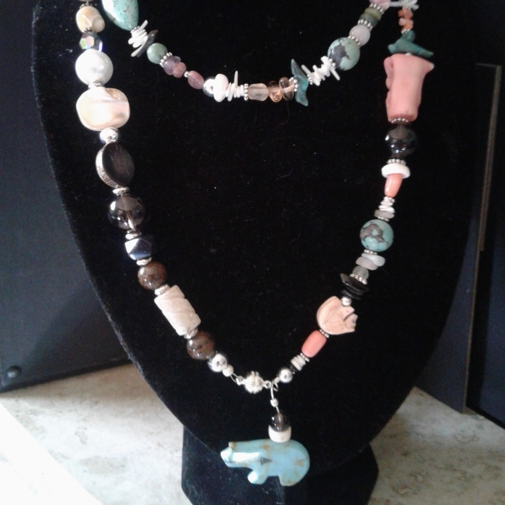 Handmade Real Gemstone,Coral,Shell,Fetish Set