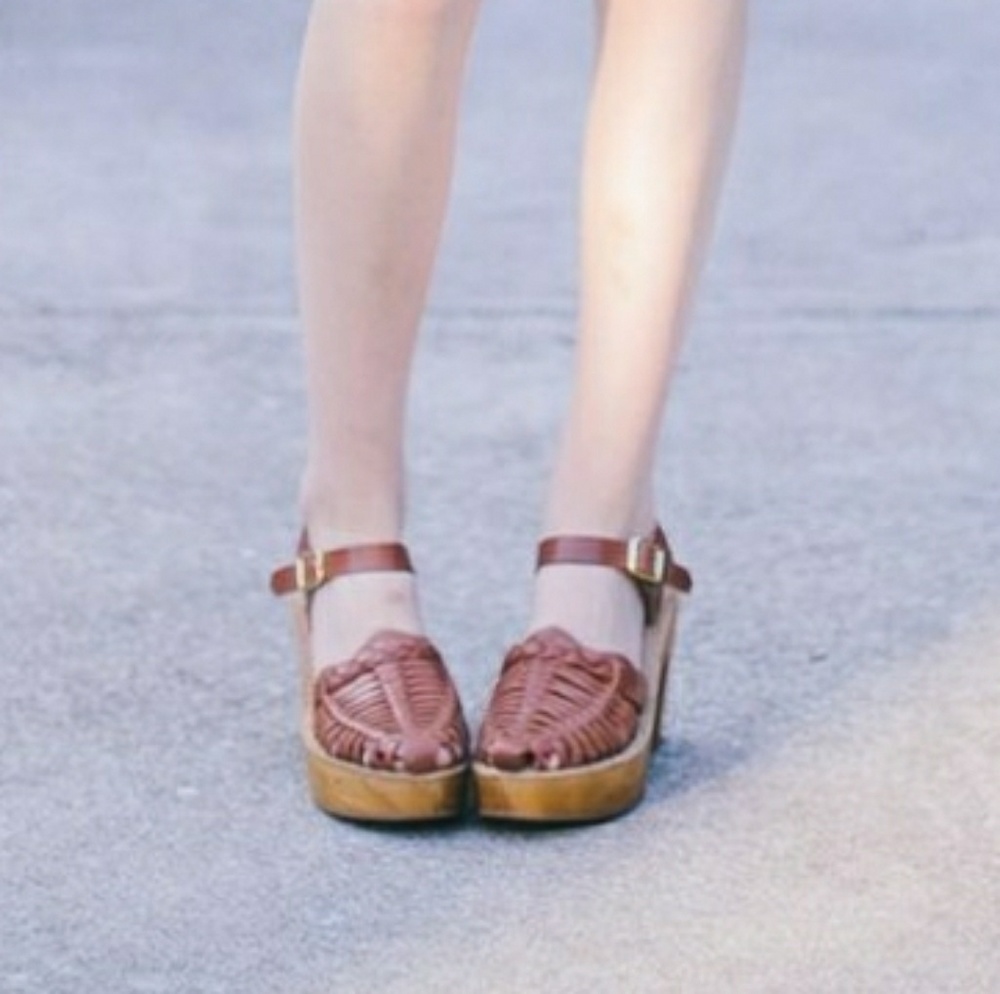 Ecote Woven Leather Platform Sandal