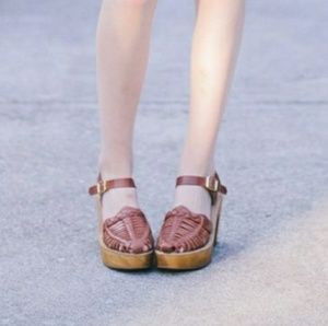 Ecote Woven Leather Platform Sandal