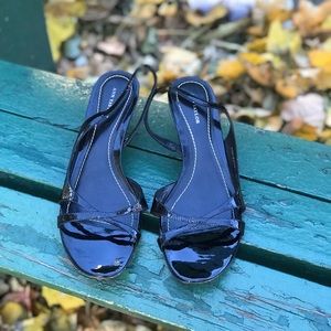 Ann Taylor Black Patent Leather Sling Back Heels