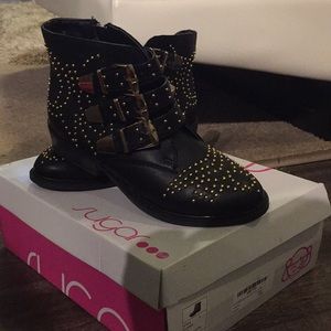 Black. Gold. Studded Booties