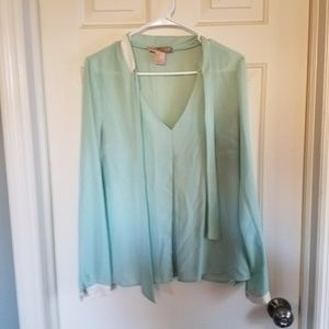 Mint tie front blouse