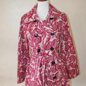 Merona Large Pink Paisley Print Trench Coat