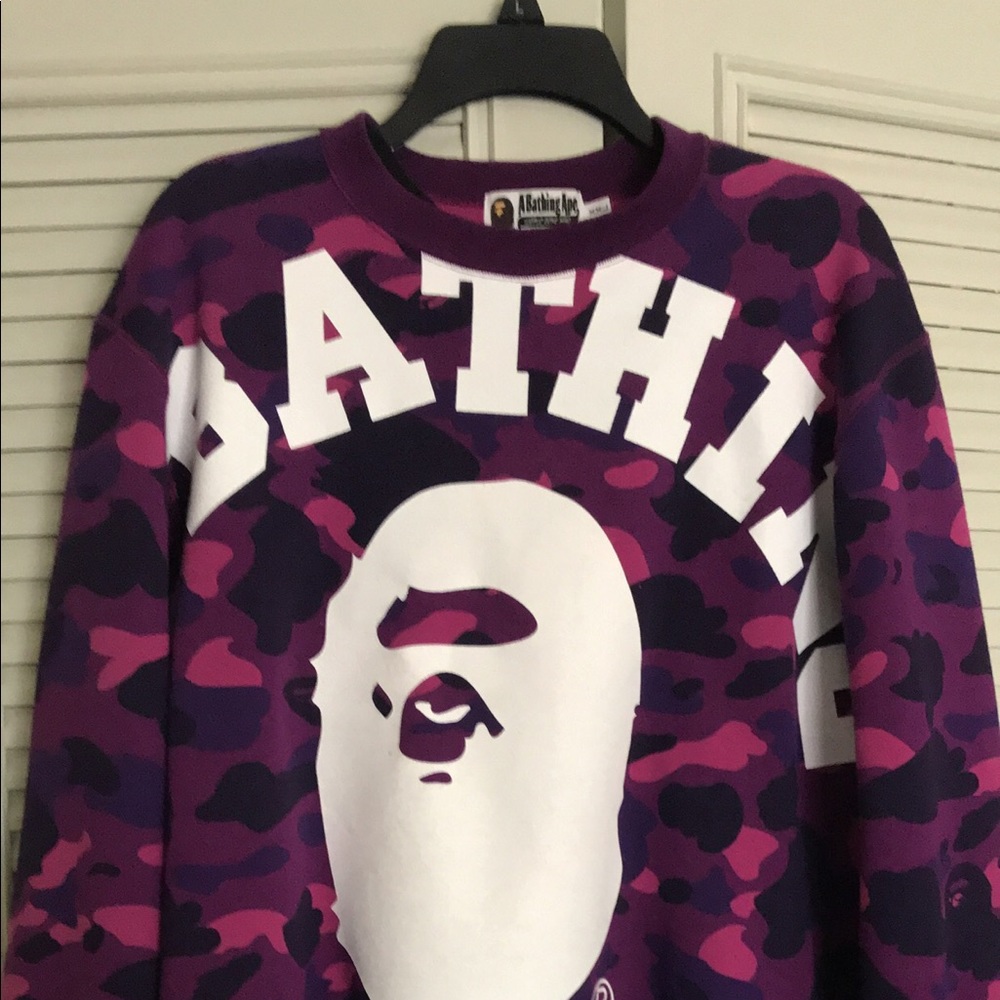 Bape purple camo crew neck
