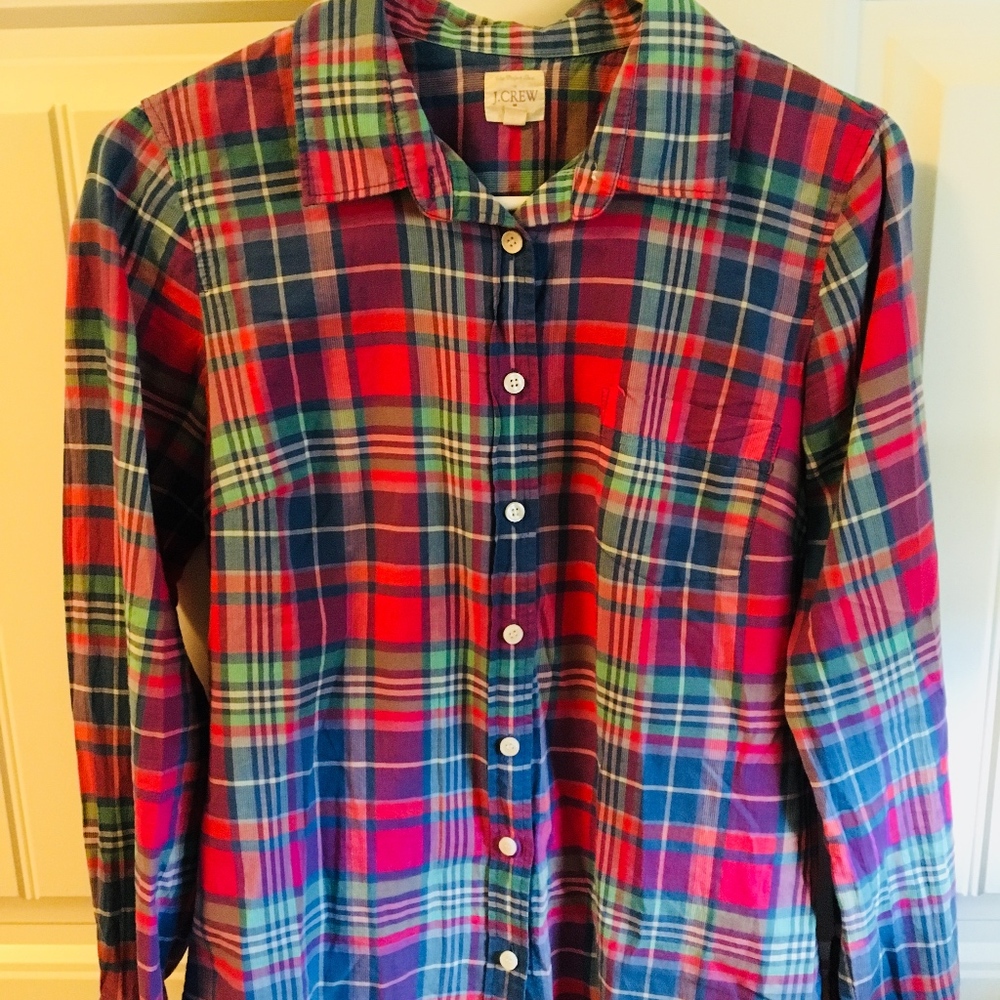 Pink, Blue & Green Shirt by J. Crew. Size XS