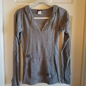 J crew hooded thermal pom pom shirt