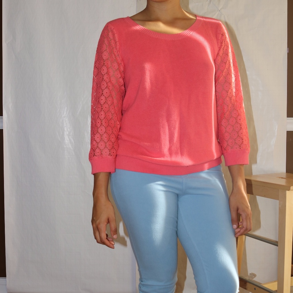 Pink Flower lace sweatshirt