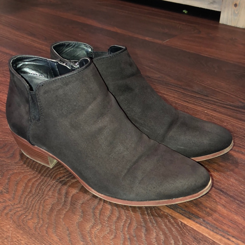 Black suede ankle booties