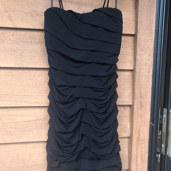 Black Rouched Cocktail Dress - Picture 2 of 4