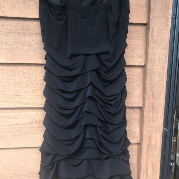 Black Rouched Cocktail Dress - Picture 3 of 4