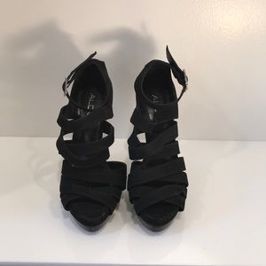 Black Suede Ankle Strap Platform Aldo Shoes SZ 36