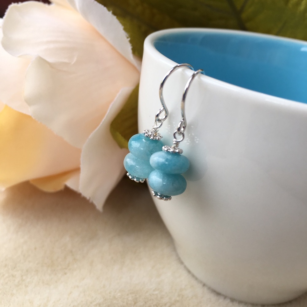 Blue Sponge Quartz Beads Earrings
